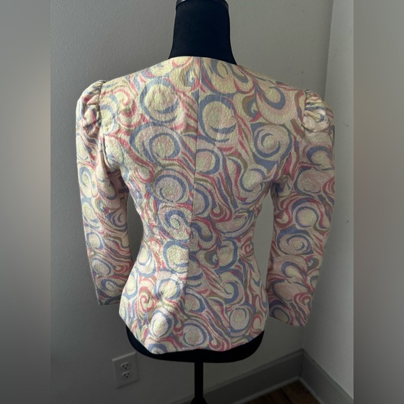 Anne Crimmins For UMI Collections jacquard embellished buttons blazer Sz 4 - Picture 4 of 7